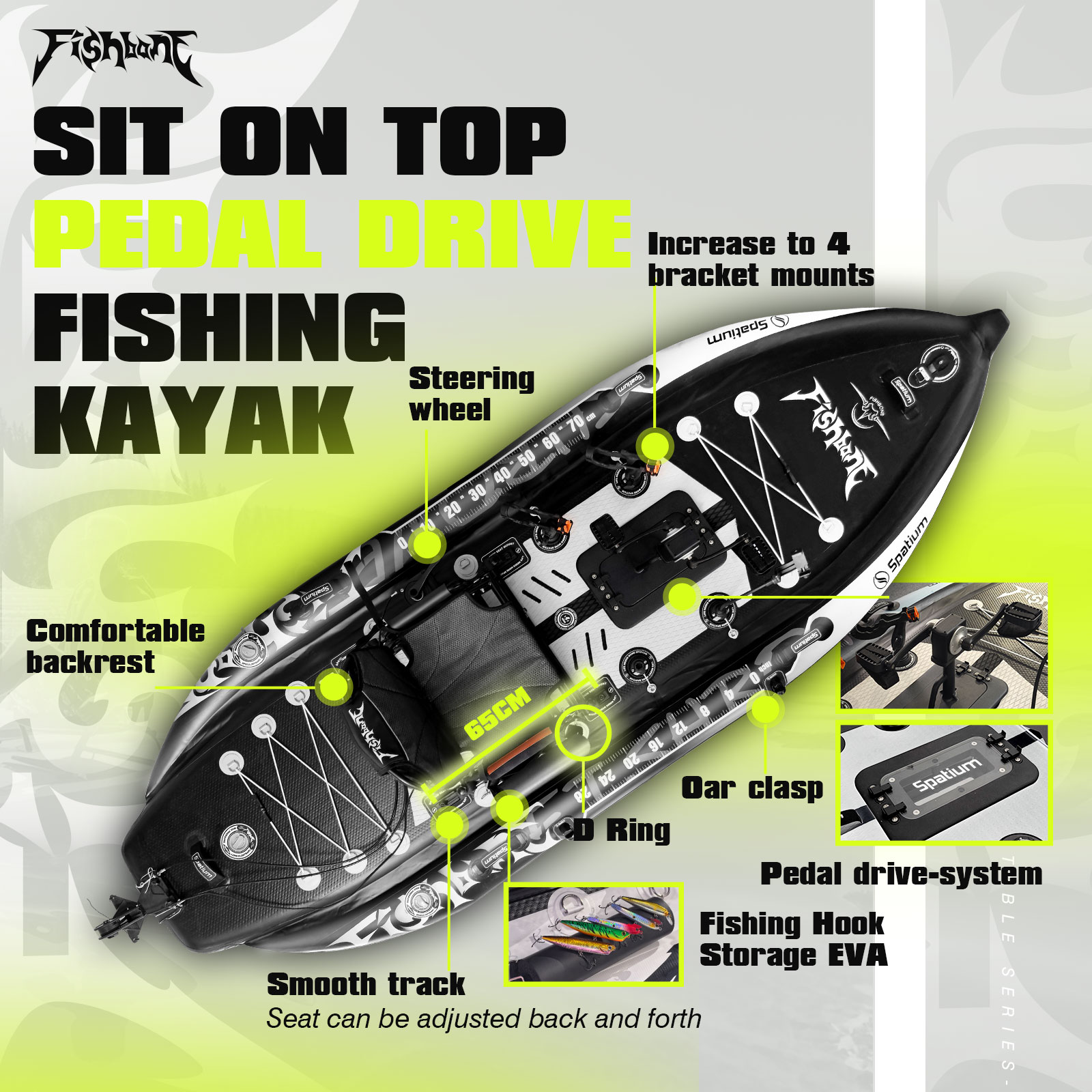 Spatium Fishing Kayak Boat Ped - огляд і ціна Fishing Kayak Pedal Drive